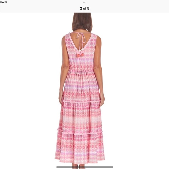 Cabana Life Sleeveless Pink Lavender UPF Tie Tassel Print Swim Cover Up Dress - Picture 3 of 16